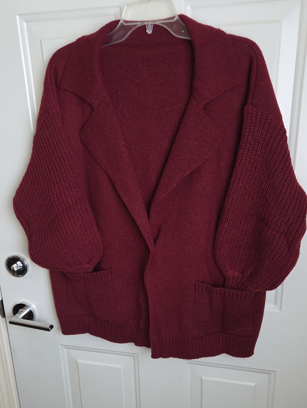 SHEIN Burgundy Oversized Open- Button Cardigan